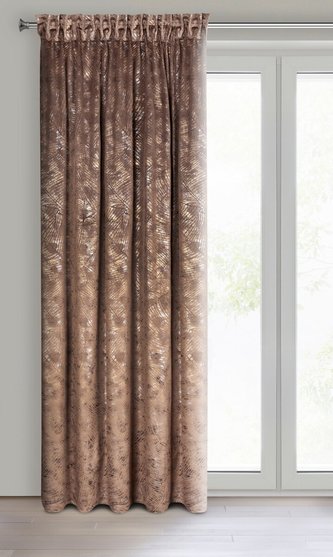 Dekorační vzorovaný závěs s řasící páskou TAVRIJA kávová 135x270 cm (cena za 1 kus) MyBestHome