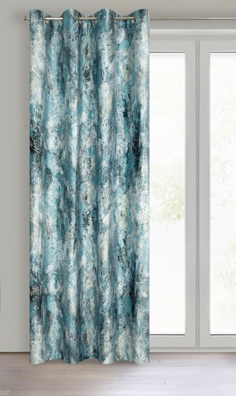 Dekorační vzorovaný velvet závěs s kroužky MELEA modrá 140x250 cm (cena za 1 kus) MyBestHome