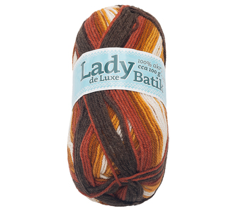 Příze LADY de Luxe BATIK - červená, oranžová, hnědá - 100g / 238 m