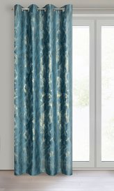 Dekorační vzorovaný velvet závěs s kroužky TANGO modrá 140x250 cm (cena za 1 kus) MyBestHome
