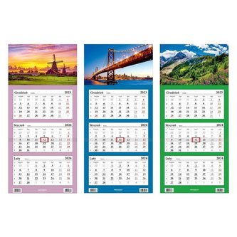 Kalendarz 2024 trójdzielny Lux mix
