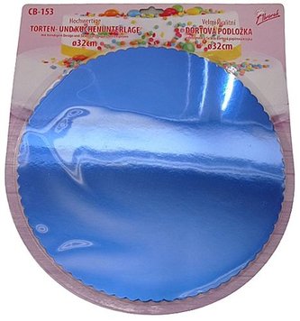 podložka d32cm+5 pap.krajek, modrá metalická dortová