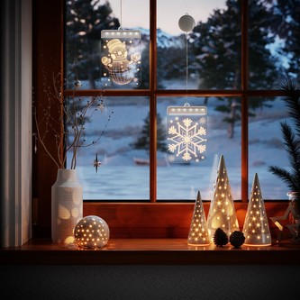 Světelná závěsná dekorace na okno SNOWFLAKE 11,5 cm x 16 cm Mybesthome