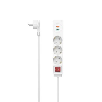 Hama prodlužovací přívod, 3x zásuvka schuko, USB-C PD/USB-A QC 18 W, 1,4 m Hama prodlužovací přívod, 3x zásuvka schuko, USB-C PD/USB-A QC 18 W, 1,4 m