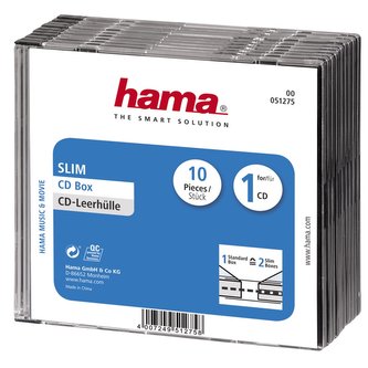 Hama CD BOX SLIM náhradní obal, 10ks/bal, transparentní/černá Hama CD BOX SLIM náhradní obal, 10ks/bal, transparentní/černá