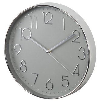 Hama Elegance nástěnné hodiny, průměr 30 cm, tichý chod, stříbrné/šedé