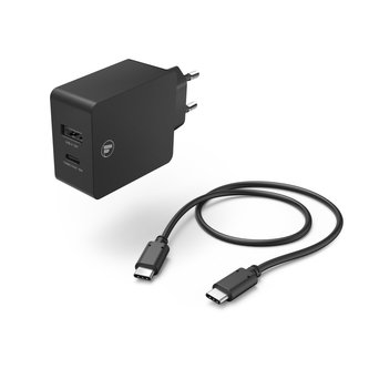 Hama set: rychlá USB nabíječka USB-C PD/QC, USB-A, 30 W + kabel USB C-C 1 m