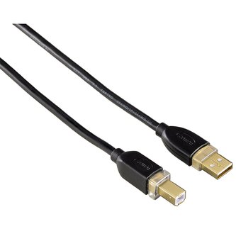 Hama USB 2.0 kabel A-B, 3 m, pozlacený, černý