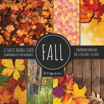 Fall Scrapbook Paper Pad 8x8 Scrapbooking Kit for Papercrafts, Cardmaking, Printmaking, DIY Crafts, Nature Themed, Designs, Bord