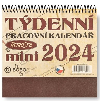 Pracovní Retro mini týdenní 2024 - stolní kalendář