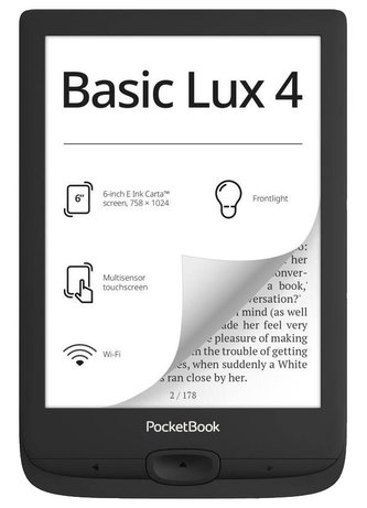 POCKETBOOK e-book reader 618 BASIC LUX 4 INK BLACK/ 8GB/ 6"/ Wi-Fi/ micro SD/ čeština/ černá