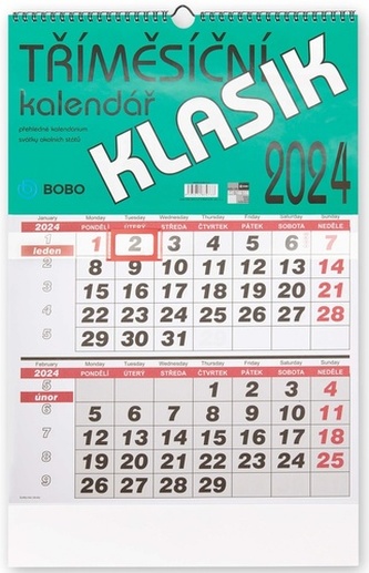 Tříměsíční Klasik 2024 - nástěnný kalendář