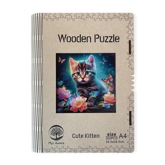Dřevěné puzzle Roztomilé kotě A4