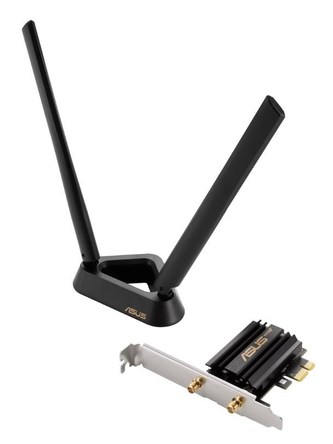 ASUS PCE-AXE59BT Wireless AXE5400 PCIe Wi-Fi 6E Adapter Card, Bluetooth 5.2 ASUS PCE-AXE59BT Wireless AXE5400 PCIe Wi-Fi 6E Adapter Card, Bluetooth 5.2