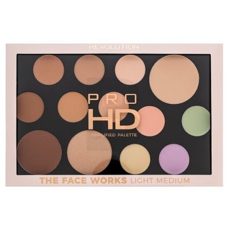 Makeup Revolution Pro HD Amplified Palette The Face Works - Light Medium multifunkční paleta 15 g