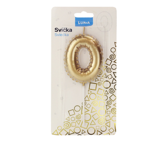 Svíčka č. 0 balónek ZLATÝ LUMA