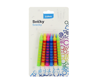 Svíčka 12ks, barevné PROUŽKY LUMA