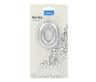 Svíčka č. 0 balónek STŘÍBRNÝ LUMA