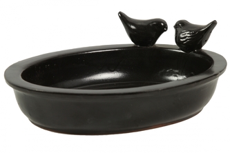 Keramické pítko pro ptáčky Momo černé 10,5x30x23 cm