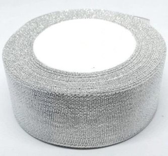 Wstążka brokatowa srebrna 38mmx22m