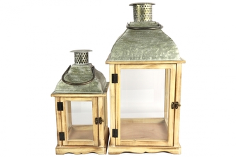 Dřevěná lucerna Martien, sada 2 ks