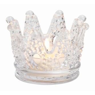 Svícen skleněný, koruna  8x8x5 cm