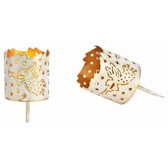 Svícen kovový se špicí 6x6x13 cm - sada 4 ks