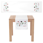 Běhoun s vánočním motivem - sněhuláci, 40x150 cm,100 % polyester.