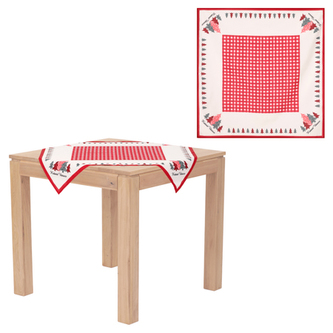 Ubrus s vánočním motivem - stromky a červený střed, 80x80 cm,100 % polyester.