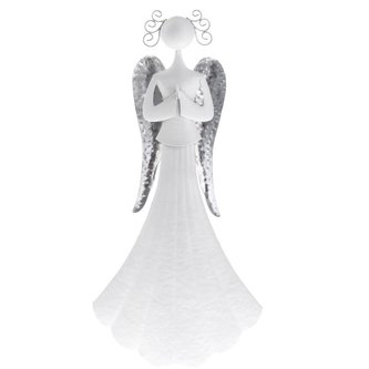 Kovový anděl modlící se - bílý, 6/18