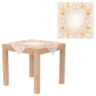 Ubrus s vánočním motivem - vánoční koule na zlatém podkladu, 80x80 cm,100 % polyester.