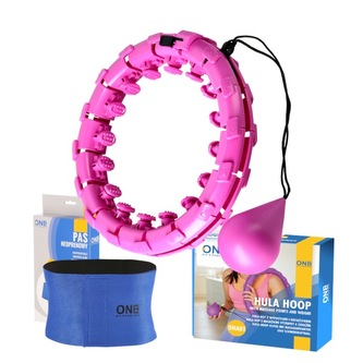 SET OHA01 + BR125 FIALOVÁ MASÁŽNÍ HULA HOOP OBRUČ SE ZÁVAŽÍM ONE FITNESS