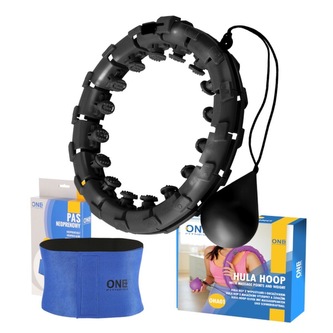 SET OHA01 + BR125 ČERNÁ MASÁŽNÍ HULA HOOP OBRUČ SE ZÁVAŽÍM ONE FITNESS