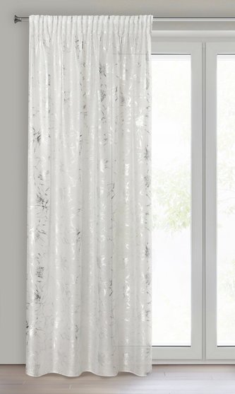 Dekorační vzorovaná záclona s řasící páskou FREEZA bílá/stříbrná 140x300 cm (cena za 1 kus) MyBestHome