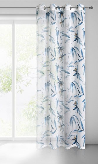 Dekorační vzorovaná záclona s kroužky AGATA II. bílá/modrá 140x250 cm (cena za 1 kus) MyBestHome