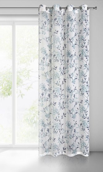 Dekorační vzorovaná záclona s kroužky AGATA IV. bílá/modrá 140x250 cm (cena za 1 kus) MyBestHome