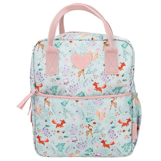 Dětský batůžek Princess Mimi, Zelený s potiskem zvířátek a květin