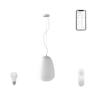 Immax NEO COCONO závěsný lustr bílé sklo 24x34cm včetně Smart zdroje E27 RGBW Zigbee 3.0