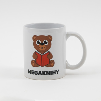 Bílý hrnek, barevný medvídek