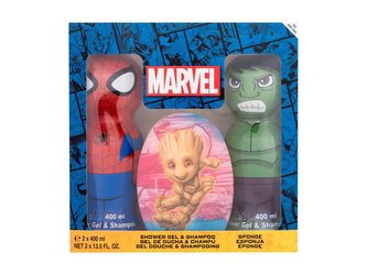 Marvel Marvel sprchový gel Spider-Man 400 ml + sprchový gel Hulk 400 ml + houbička I Am Groot