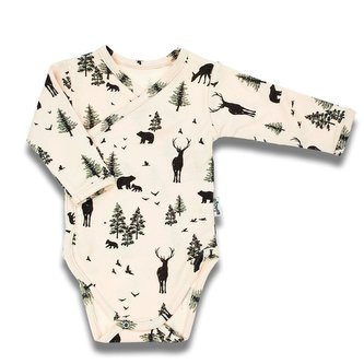 Kojenecké bavlněné body s bočním zapínáním dlouhý rukáv Nicol Bambi - velikost 56 (0-3m)