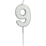 Dortová svíčka malá 9 - stříbrná, 5 cm