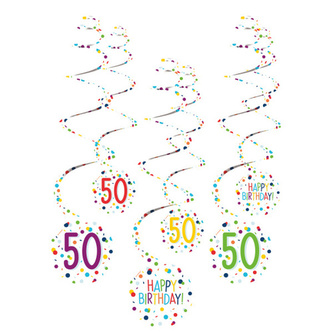 Závěsné spirály Rainbow Confetti - číslo 50 - 6 ks