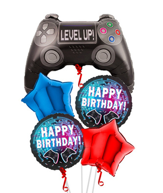 Balónkový set Happy Birthday - Level UP- 5 ks