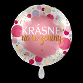 Foliový balonek Krásné narozeniny CZ - Pink Birthday - 43 cm