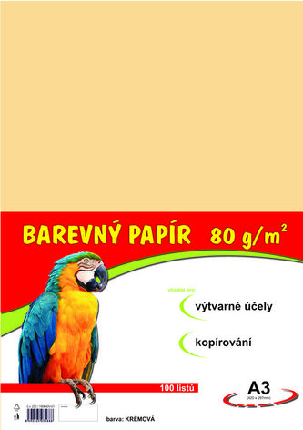 Barevný papír A3/100/80g-krémový