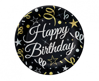 Party talířky Happy Birthday Luxus party 18 cm