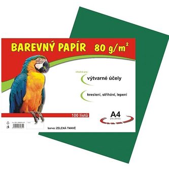 Barevný papír A4/100/80g-zelený tmavě
