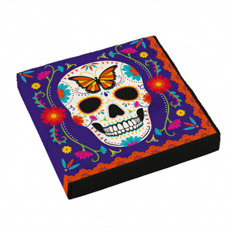 Papírové party ubrousky Halloween - Day of the dead - barevné 16 ks