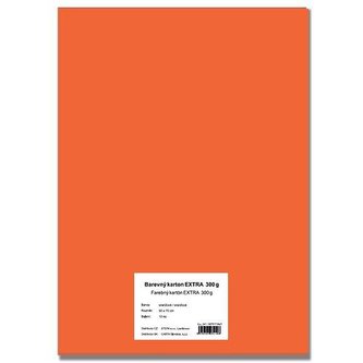 Barevný karton EXTRA 300g  50x70cm - oranžová  10listů